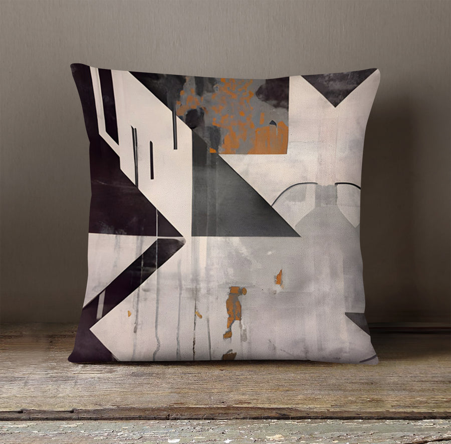 Gray Geometric Industrial Pattern Throw Pillow Cover