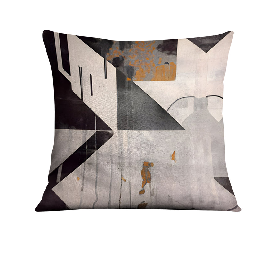 Gray Geometric Industrial Pattern Throw Pillow Cover