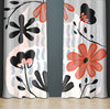Floral Window Curtains - Gray, Pink and Orange Modern Contemporary Print - Deja Blue Studios