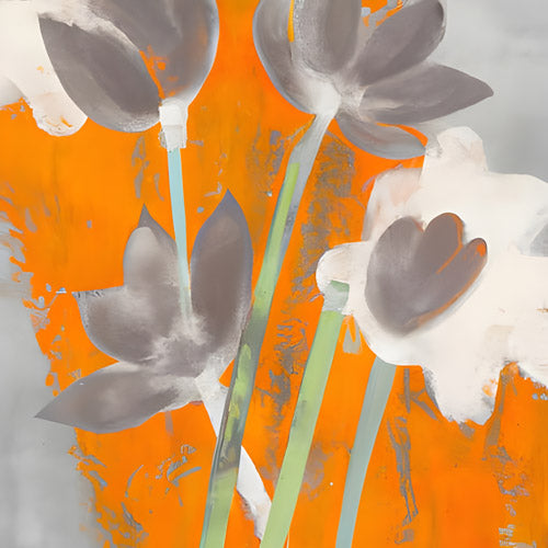 Orange and Gray Abstract Floral Pattern