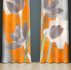 Floral Window Curtains - Orange, Gray and White Contemporary Print - Deja Blue Studios
