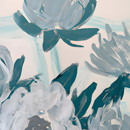 Teal Botanical Abstract Brush Pattern