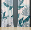 Floral Window Curtains - Abstract Blue Waterlilly Print - Deja Blue Studios