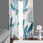 Floral Window Curtains - Abstract Blue Waterlilly Print - Deja Blue Studios