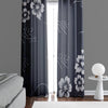Minimalist Window Curtains - Black and Gray Floral Print - Deja Blue Studios