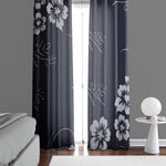Minimalist Window Curtains - Black and Gray Floral Print - Deja Blue Studios