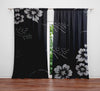 Minimalist Window Curtains - Black and Gray Floral Print - Deja Blue Studios