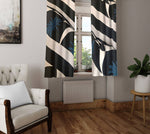 Abstract Window Curtains - Black and Blue Pattern - Deja Blue Studios