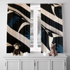 Abstract Window Curtains - Black and Blue Pattern - Deja Blue Studios