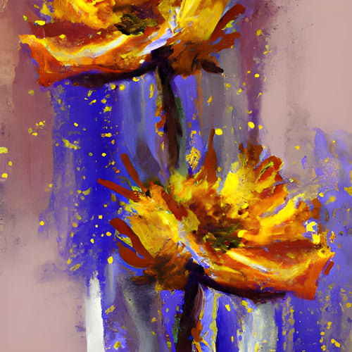 Purple and Yellow Floral Artwork