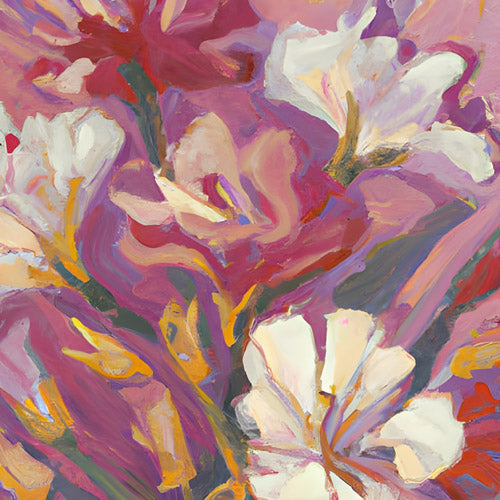 Pink and Beige Abstract Floral Artwork