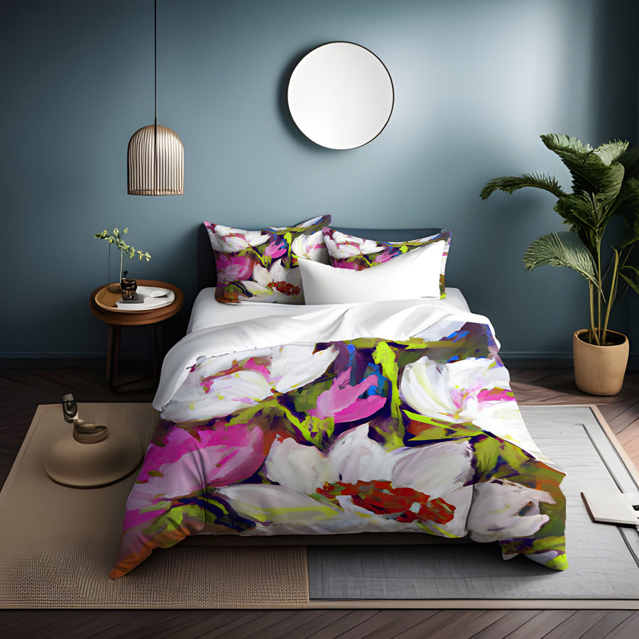 Multicolor Floral Garden Artwork Duvet Cover