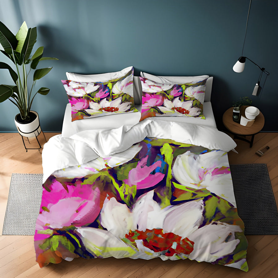 Multicolor Floral Garden Artwork Duvet Cover
