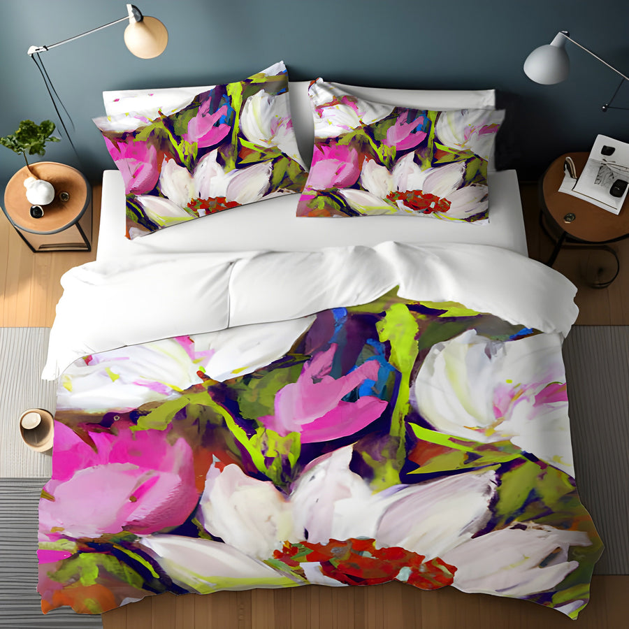 Multicolor Floral Garden Artwork Duvet Cover