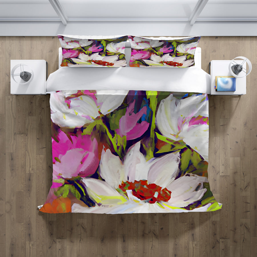 Multicolor Floral Garden Artwork Duvet Cover