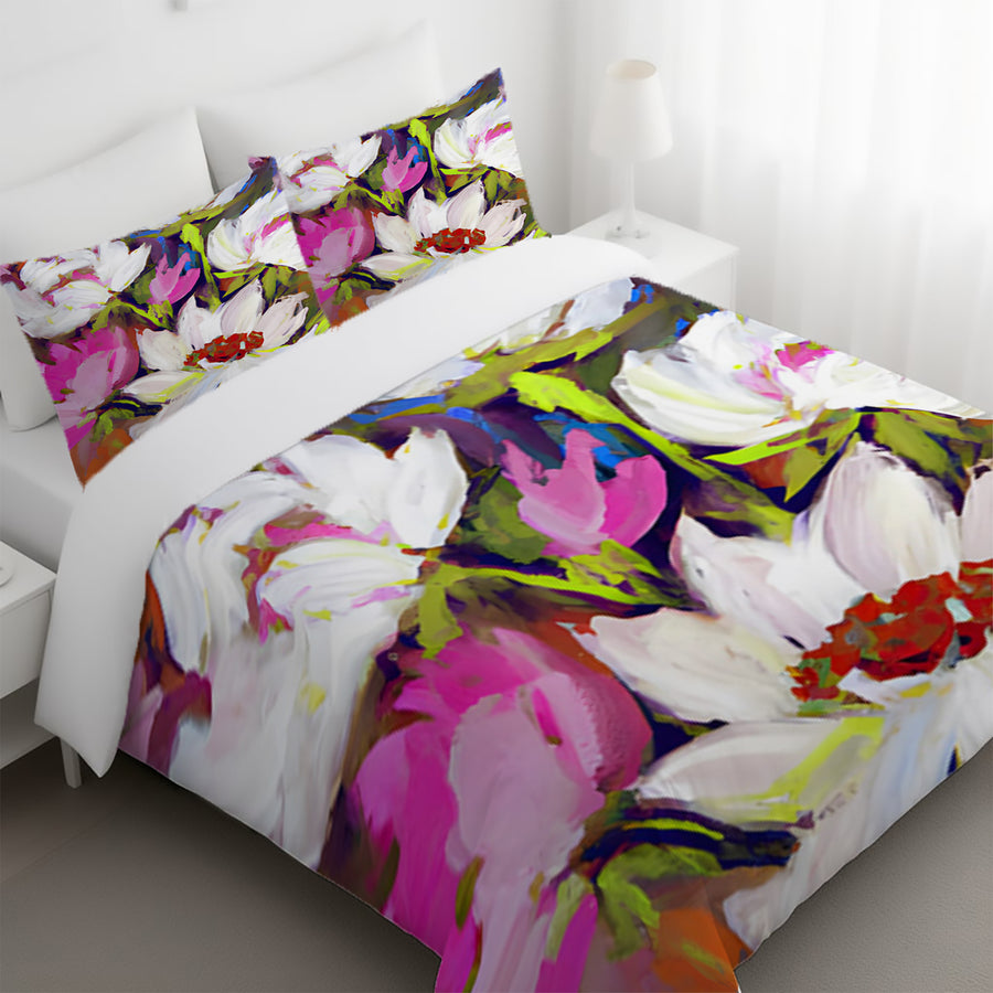 Multicolor Floral Garden Artwork Duvet Cover