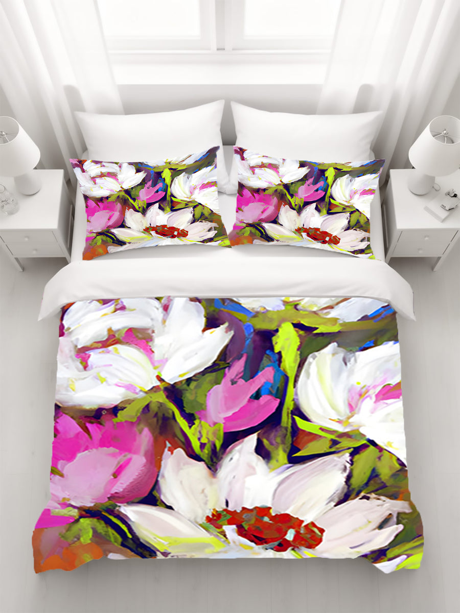 Multicolor Floral Garden Artwork Duvet Cover
