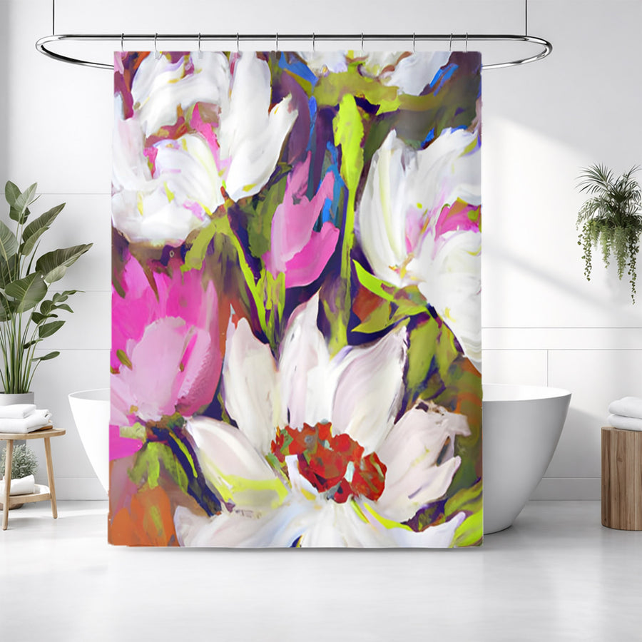 Multicolor Floral Garden Artwork Shower Curtain