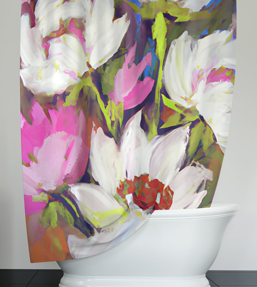 Multicolor Floral Garden Artwork Shower Curtain