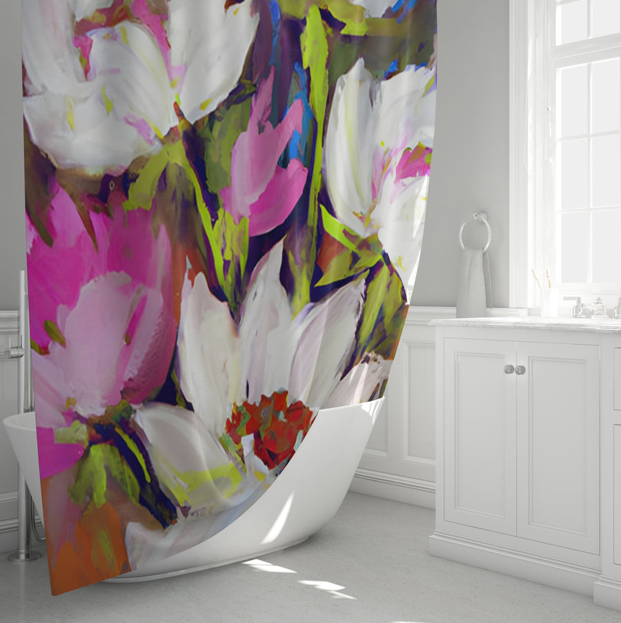 Multicolor Floral Garden Artwork Shower Curtain
