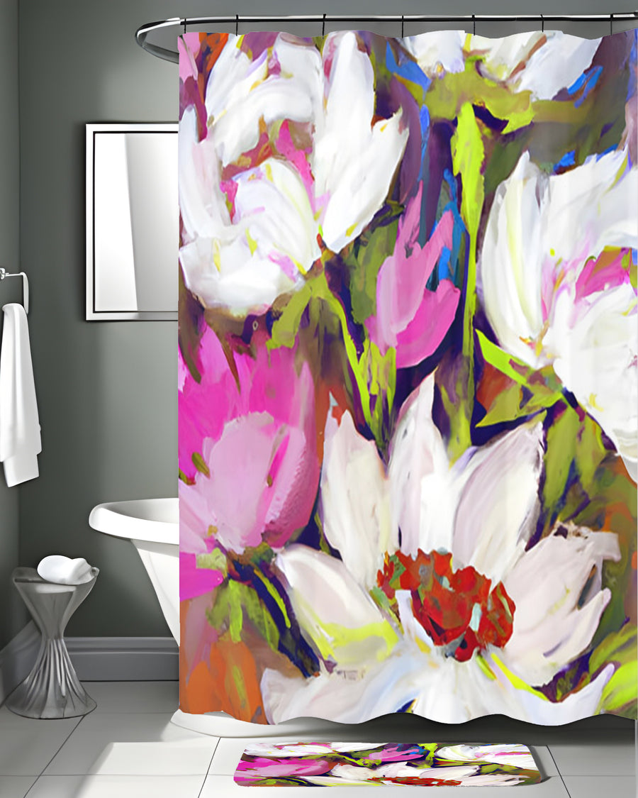 Multicolor Floral Garden Artwork Shower Curtain