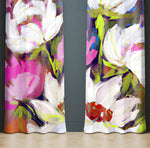 Floral Window Curtains - Pink, White and Green Contemporary - Deja Blue Studios