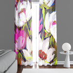 Floral Window Curtains - Pink, White and Green Contemporary - Deja Blue Studios