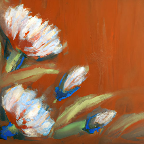 Orange Floral Brushstroke Artwork