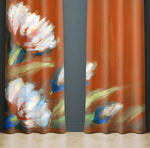 Floral Window Curtains - Burnt Autumn Contemporary Print - Deja Blue Studios