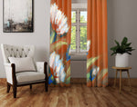 Floral Window Curtains - Burnt Autumn Contemporary Print - Deja Blue Studios