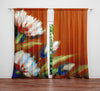 Floral Window Curtains - Burnt Autumn Contemporary Print - Deja Blue Studios