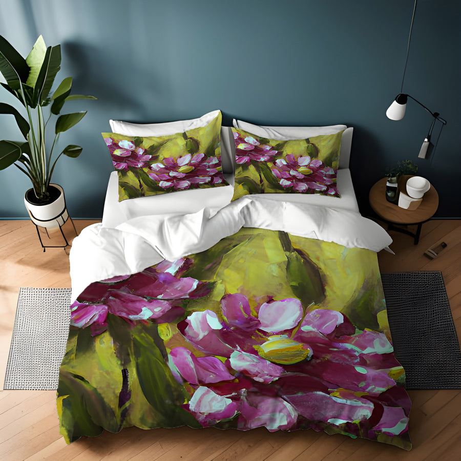 Purple Floral Garden Artwork Duvet Cover