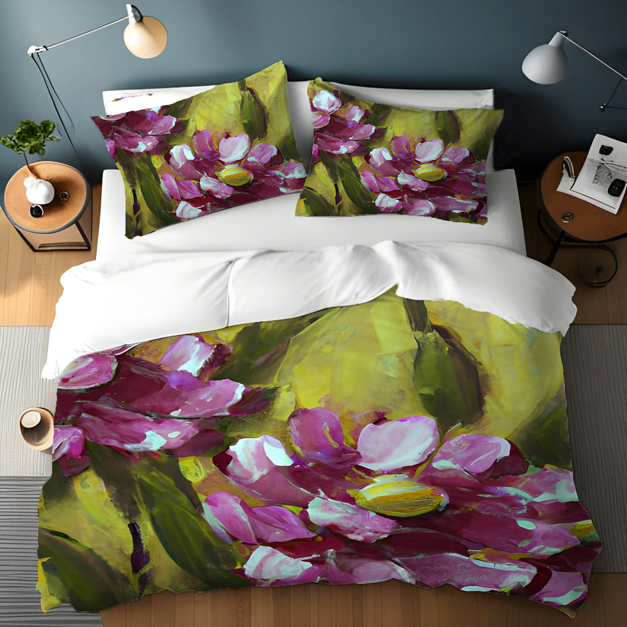 Purple Floral Garden Artwork Duvet Cover