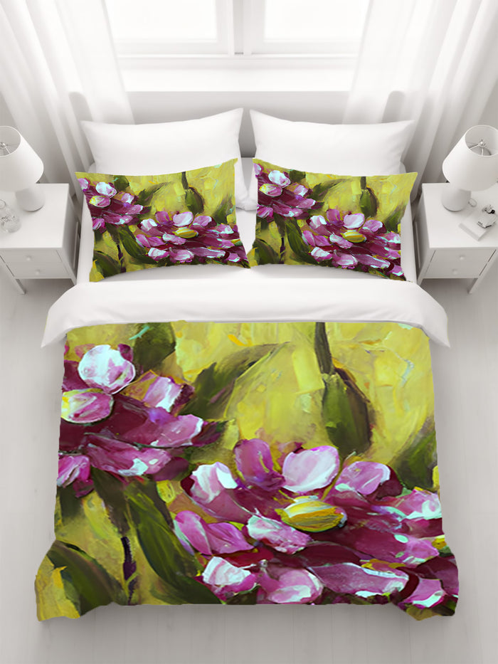 Purple Floral Garden Artwork Duvet Cover