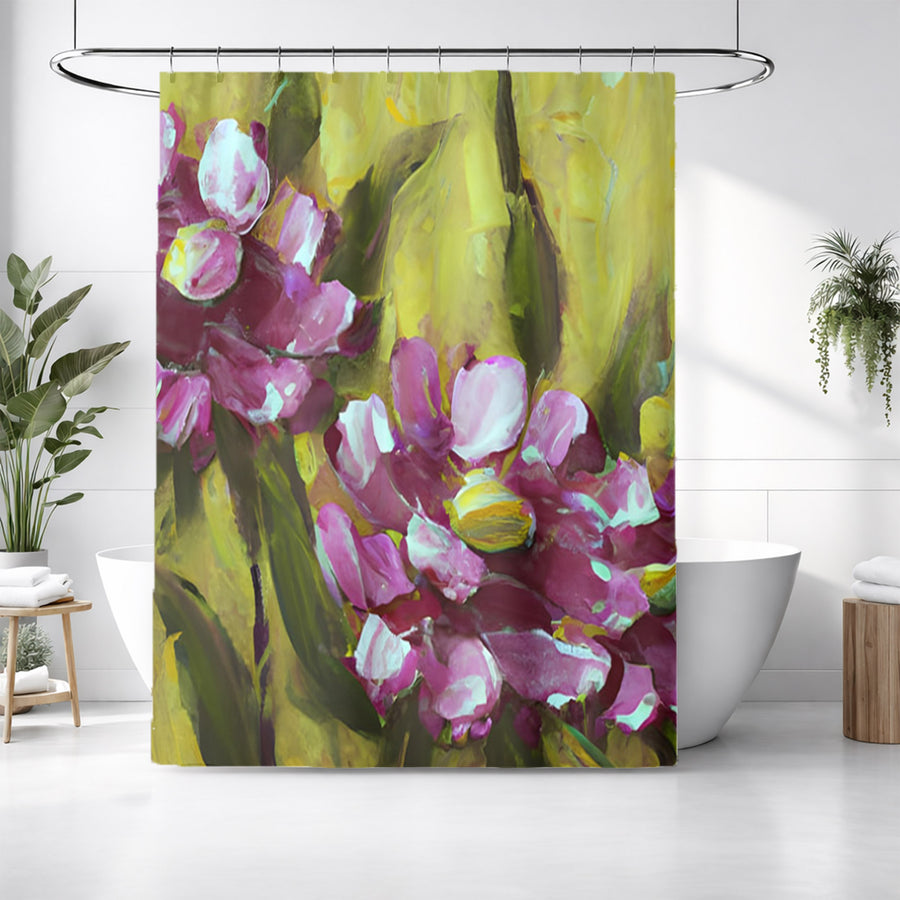 Purple Floral Garden Artwork Shower Curtain