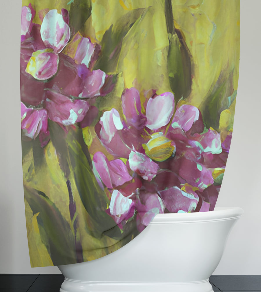 Purple Floral Garden Artwork Shower Curtain