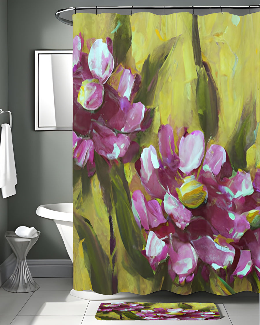 Purple Floral Garden Artwork Shower Curtain