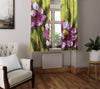 Floral Window Curtains - Green and Purple Contemporary Painted Print - Deja Blue Studios