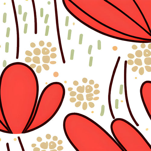 Red Minimalist Floral Pattern