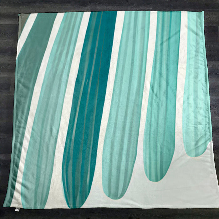 Teal Vertical Drip Stripe Pattern Fleece Sherpa Blanket