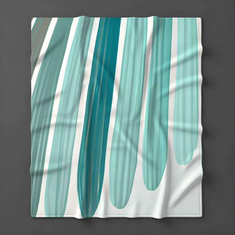 Teal Vertical Drip Stripe Pattern Fleece Sherpa Blanket