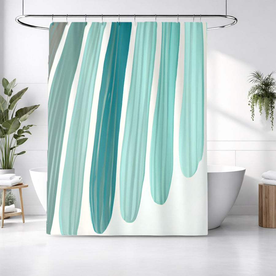 Teal Vertical Drip Stripe Pattern Shower Curtain