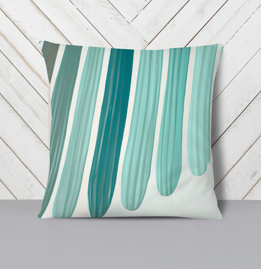 Teal Vertical Drip Stripe Pattern Throw Pillow Cover