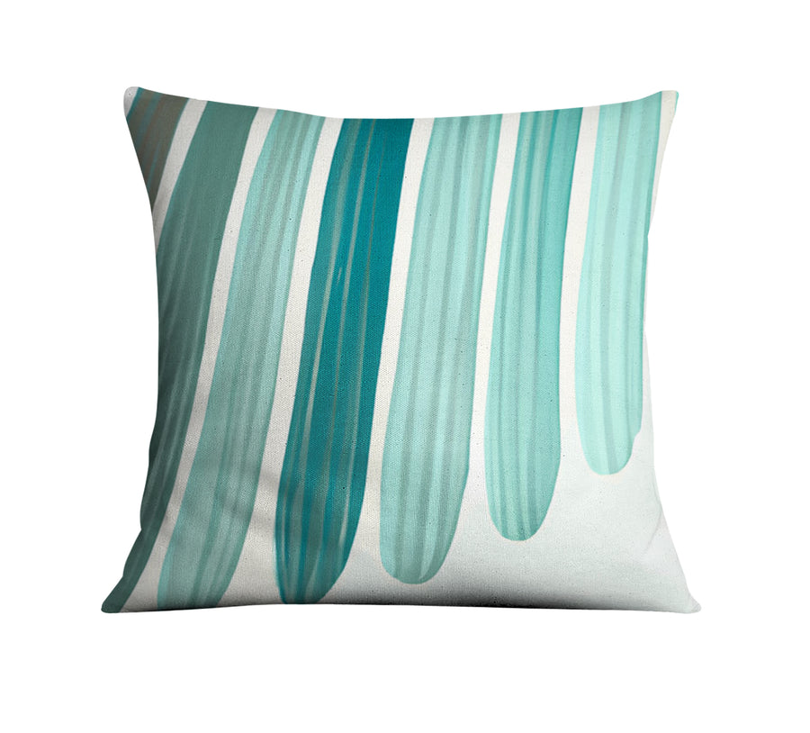 Teal Vertical Drip Stripe Pattern Throw Pillow Cover
