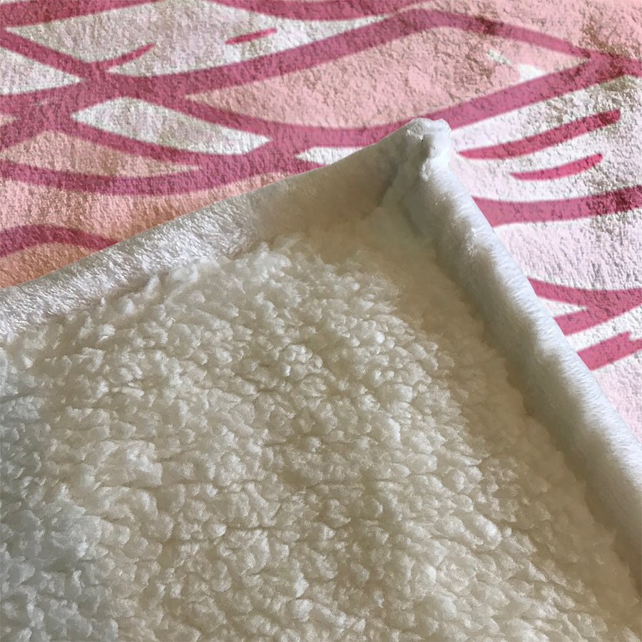 Pink Wavy Line Abstract Pattern Fleece Sherpa Blanket