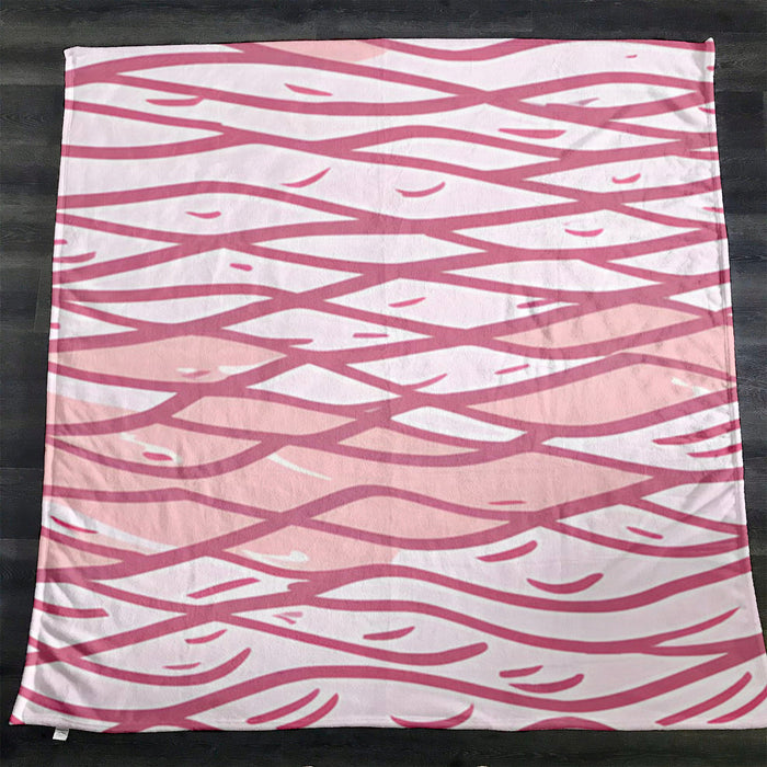 Pink Wavy Line Abstract Pattern Fleece Sherpa Blanket
