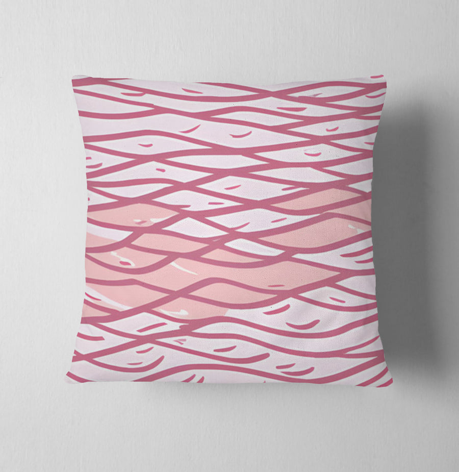 Pink Wavy Line Abstract Pattern Throw Pillow Cover