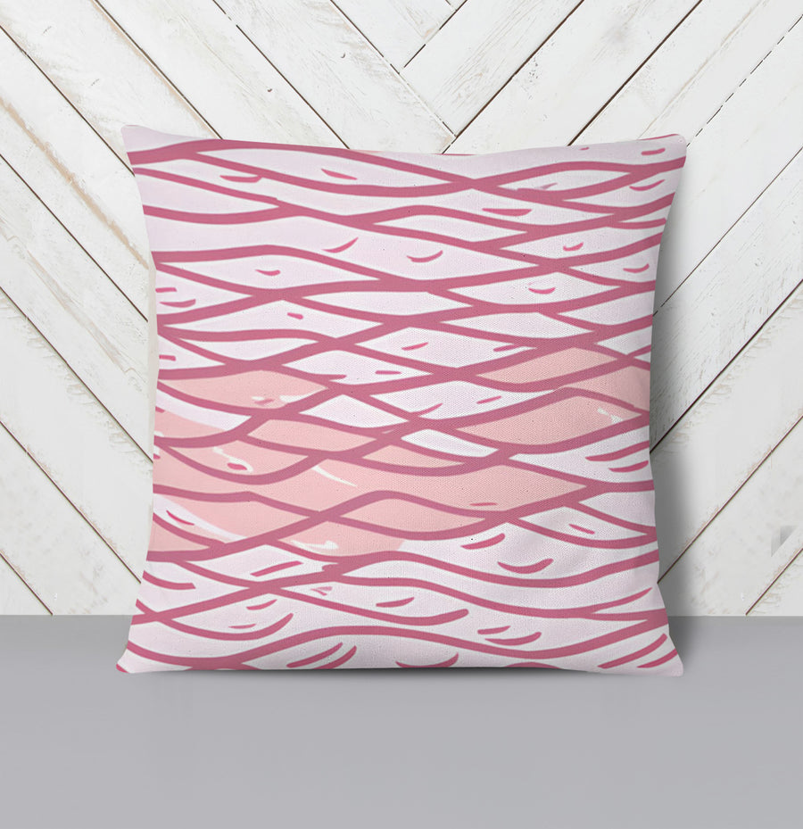 Pink Wavy Line Abstract Pattern Throw Pillow Cover
