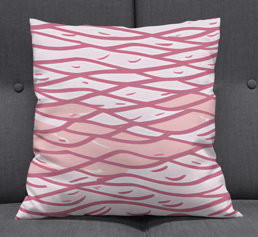 Pink Wavy Line Abstract Pattern Throw Pillow Cover