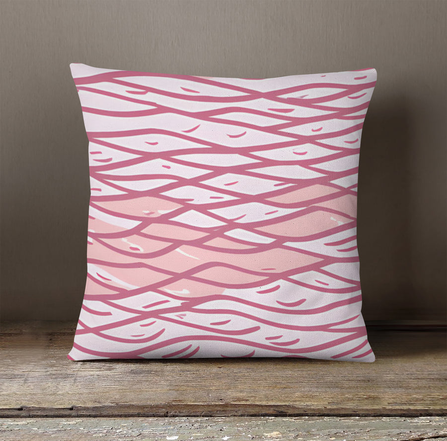 Pink Wavy Line Abstract Pattern Throw Pillow Cover